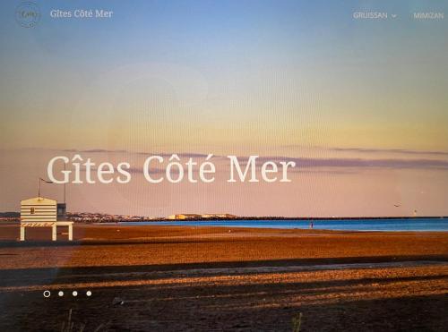 a sign that says cities cafe merrier on a beach at Chalet Alaric & Jacuzzi Ilot 1 rang1! VUE MER! 4rooms! CLIM 10p 24H24 in Gruissan