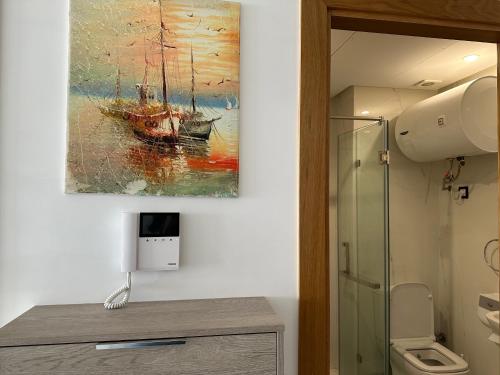 Koupelna v ubytování La perle de Mehdia sea view appartement