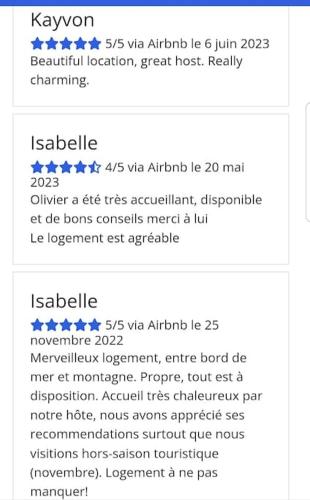 a screenshot of a cell phone with the words zealon and a list at Appartement Bord de plage Vue mer in Brando