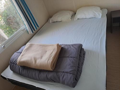 Postel nebo postele na pokoji v ubytování mobile home 047