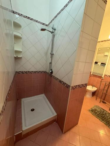 a bathroom with a shower and a toilet at Appartamento Verde MilliGio primo piano in Marigliano