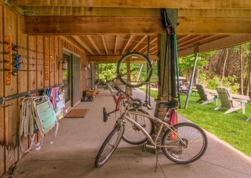 a bike parked on the porch of a building at The Lakehouse of Braeloch in Colchester