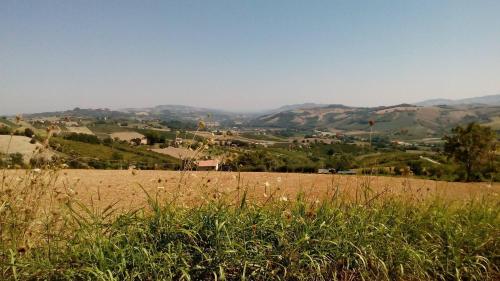 a field of grass with mountains in the background at Villa Liliana, Exclusive Property in Monte Rinaldo
