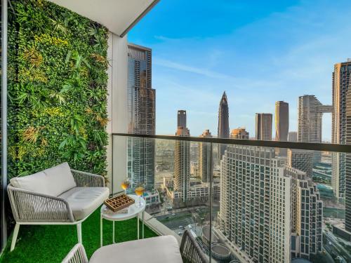 Nespecifikovaný výhled na destinaci Dubaj nebo výhled na město při pohledu z apartmánu