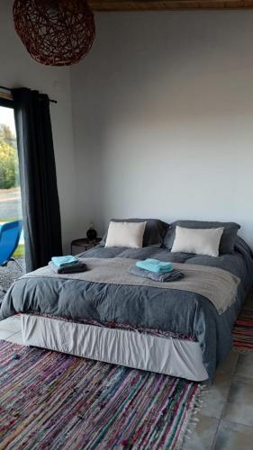 a bedroom with a large bed in a room at Grado8punto8 Glamping Valle de Los Artistas in Lolol