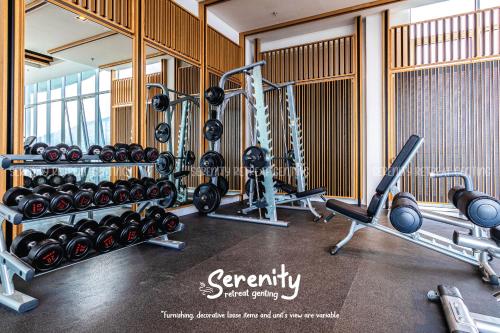 a gym with a lot of equipment in a room at Windmill Upon Hills Serenity Retreat Genting in Genting Highlands