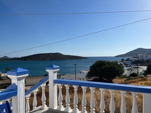 a view of the ocean from a balcony at Hotel Glaros Lipsi in Lipsoi