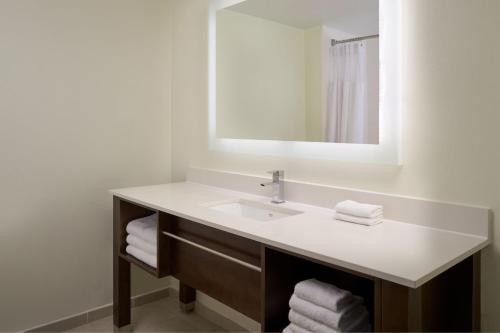 a bathroom with a sink and a mirror at Delta Hotels by Marriott West Palm Beach in West Palm Beach