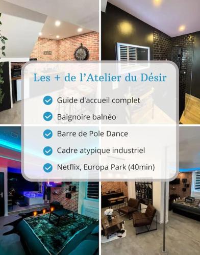 a collage of four pictures of a house at L'Atelier du Désir - Centre - Proche Gare in Sélestat