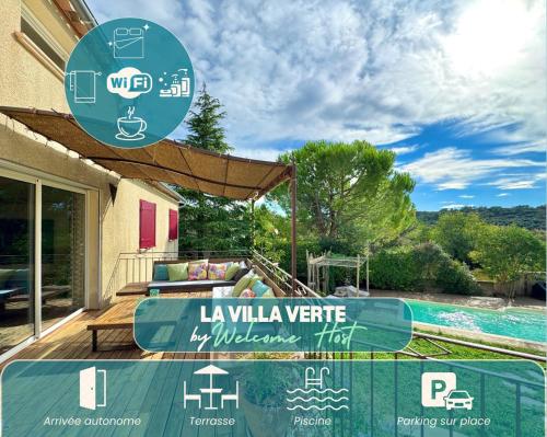 - un panneau pour une villa de luxe avec piscine dans l'établissement La Villa Verte - Piscine privative, à Montpezat