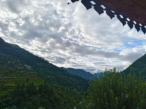 a view of a valley with mountains and trees at Seasons By Hostalgic in Jibhi