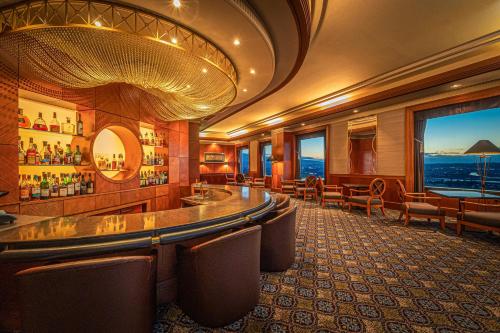 a bar in a hotel with a view at ANA Crowne Plaza Toyama by IHG in Toyama