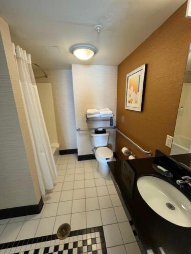 a bathroom with a toilet and a sink at Fairfield Inn by Marriott Morgantown in Morgantown