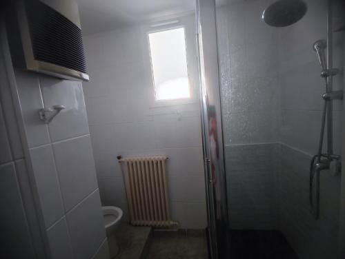 ein Badezimmer mit Dusche und Fenster in der Unterkunft Chambre double- SDB et WC Privé in Morlaix