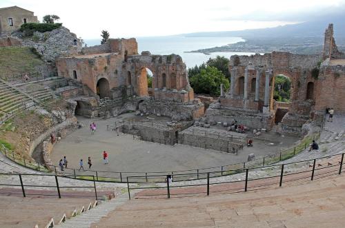 an amphitheatre at the ruins of a building at B&B Domus Pina in Catania