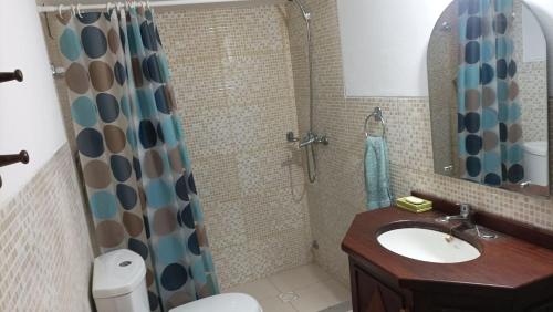 Casa Quincho en el Bosque في بونتا دل إستي: حمام مع حوض ودش