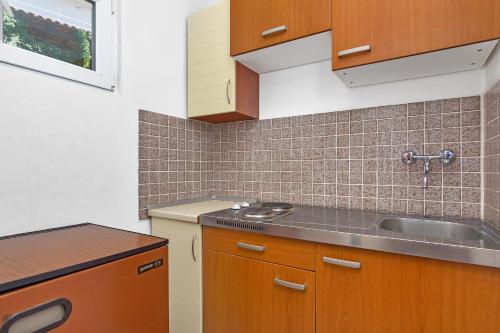 a kitchen with a sink and a counter top at Apartmani Cico in Gdinj