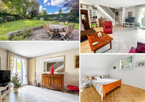 un collage de photos d'une maison dans l'établissement L'Haricotier, à Lésigny