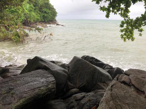 a group of rocks on the shore of the ocean at Villa Apple Garden in Tingsryd