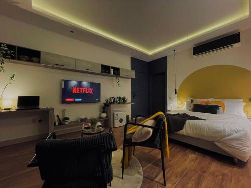 سويت لافيدا الفندقي في الملقا Hotel studio in malaga operated by lavida residence 객실 침대