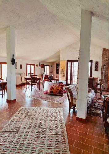 a large living room with tables and chairs and a rug at Caput Mundi in Codemondo