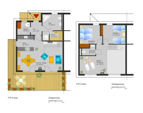 a floor plan of a house at Ferienhaus Haus am See - Nordhorn in Nordhorn
