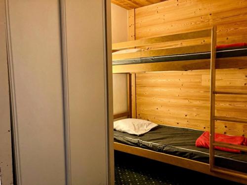 Cette chambre dispose de lits superposés. dans l'établissement Résidence Meijotel - Studio résidence Meijotel MAE-9431, à Vénosc