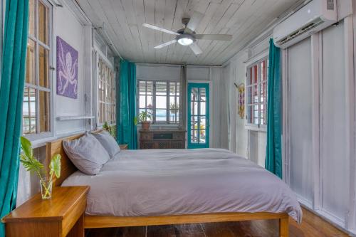 a bedroom with a bed and a ceiling fan at Saigon Bay Bed & Breakfast in Bocas del Toro