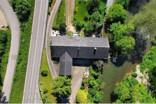 an overhead view of a house with a roof at Giertensmühle Mesenich in Langsur