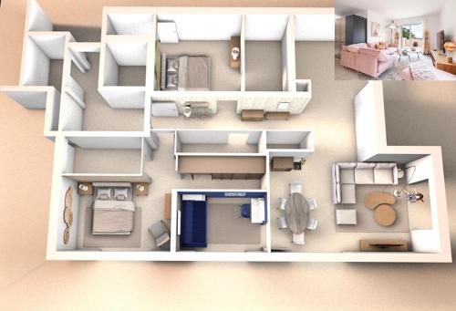 a drawing of a floor plan of a room at Le Penthouse de 220m2 - Jacuzzi - 3 Parkings - Climatisation - Terrasse in Menton