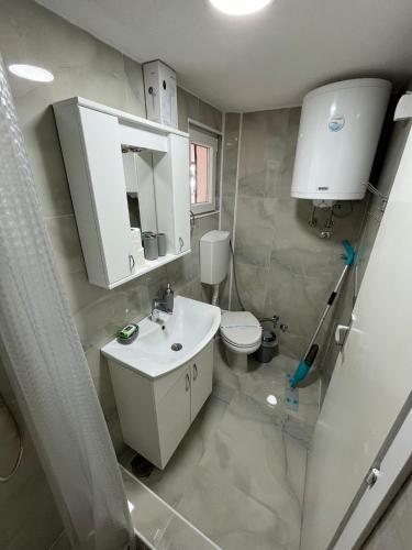 a bathroom with a white sink and a toilet at Vikendica Čeperković #1 in Kopaonik