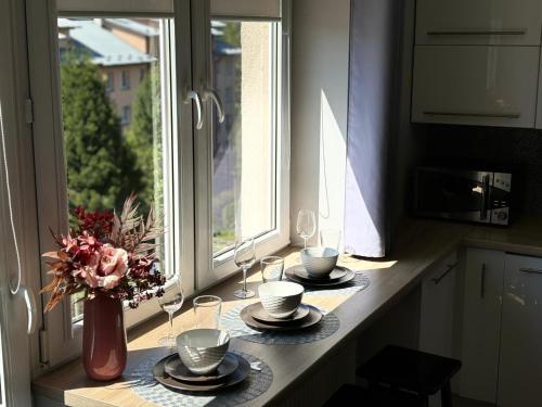 Kuchyň nebo kuchyňský kout v ubytování Apartament Wygodny