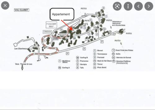 a map of the approximate location of the airport at MyHome - Curling A3 15 - Très beau 2 pièces 4pax skis aux pieds - Val Claret in Tignes