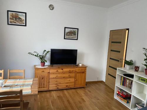 TV a/nebo společenská místnost v ubytování Apartament przy Parku Czartoryskich II - Faktury VAT - parking