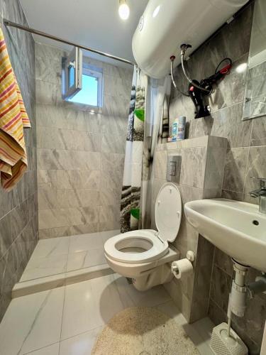 a bathroom with a toilet and a sink at Studio Oaza Čačak in Čačak