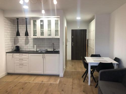 Dapur atau dapur kecil di nowy apartament w Wiśle