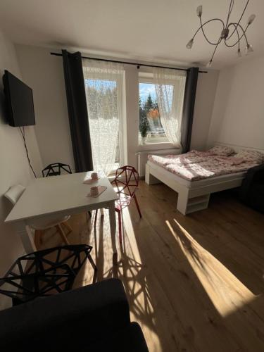 TV a/nebo společenská místnost v ubytování nowy apartament w Wiśle
