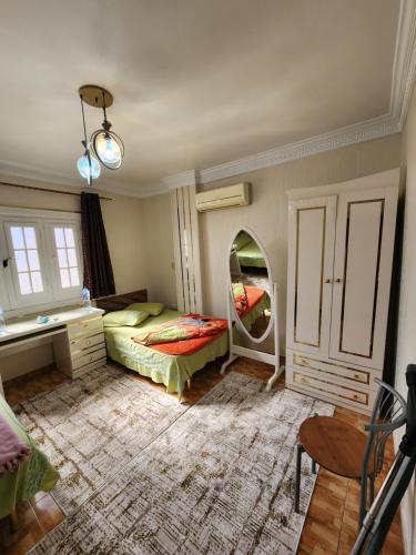 Кровать или кровати в номере Apartment in front of Mansoura University 5 stars