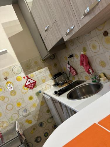 a small kitchen with a sink and a stove at Appartamento GEAs in Casale Monferrato