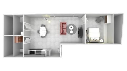 Cette petite chambre comprend une cuisine équipée d'un four micro-ondes. dans l'établissement Loft ROSALIE - Le Méridien #Parking #Lave-linge #Clim #Netflix, à Charbonnières-les-Bains