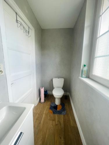 a bathroom with a toilet and a sink at Gite à la campagne 4 étoiles - 200m2 in Sailly