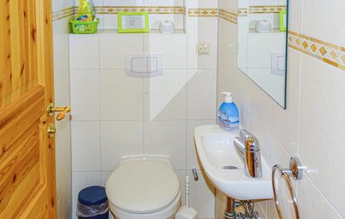 ティンメンドルフにあるHaus Vierjahreszeiten 1のトイレと洗面台のある小さなバスルーム