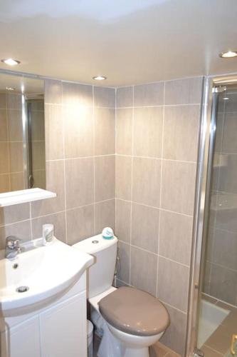 une salle de bain avec toilettes, lavabo et douche dans l'établissement Magnifique appartement 2 pièces - Port de Nice, à Nice