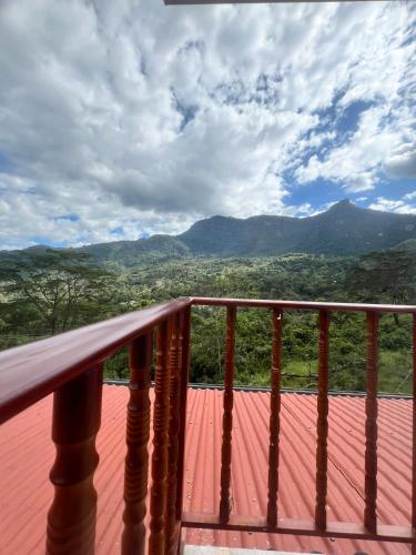a balcony with a view of the mountains at Quinta Las Mendoza in Zetaquira
