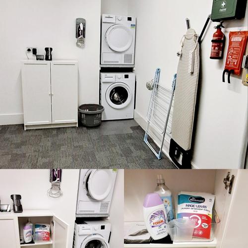 Kuchyň nebo kuchyňský kout v ubytování 3 bed modern townhouse with self check in, sleeps 6, 35mins direct train to London Waterloo, zone 6