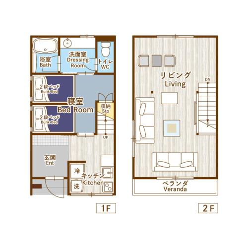 a floor plan of a small house at 西九条ゲストハウス 西九条駅から徒歩5分でusjまで電車5分のデザイナーズ一軒家 in Osaka