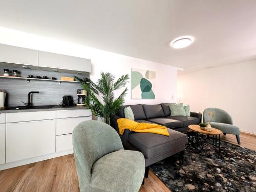 Χώρος καθιστικού στο BohnApartments - Nordkap-SUITEN - gratis Parkplatz - moderner Neubau - Erdgeschoss - Fußbodenheizung