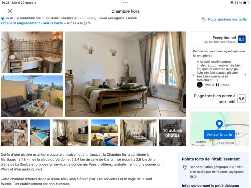 a collage of pictures of a living room at Villa fiora chambre in Martigues