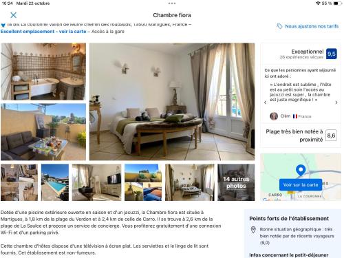 a collage of pictures of a living room at Villa fiora chambre in Martigues