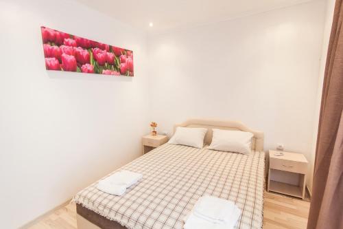 a bedroom with a bed and a painting on the wall at Rooms and Apartments Milana in Bar